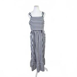 a new day Women's Maxi Dress Large Navy and White Striped